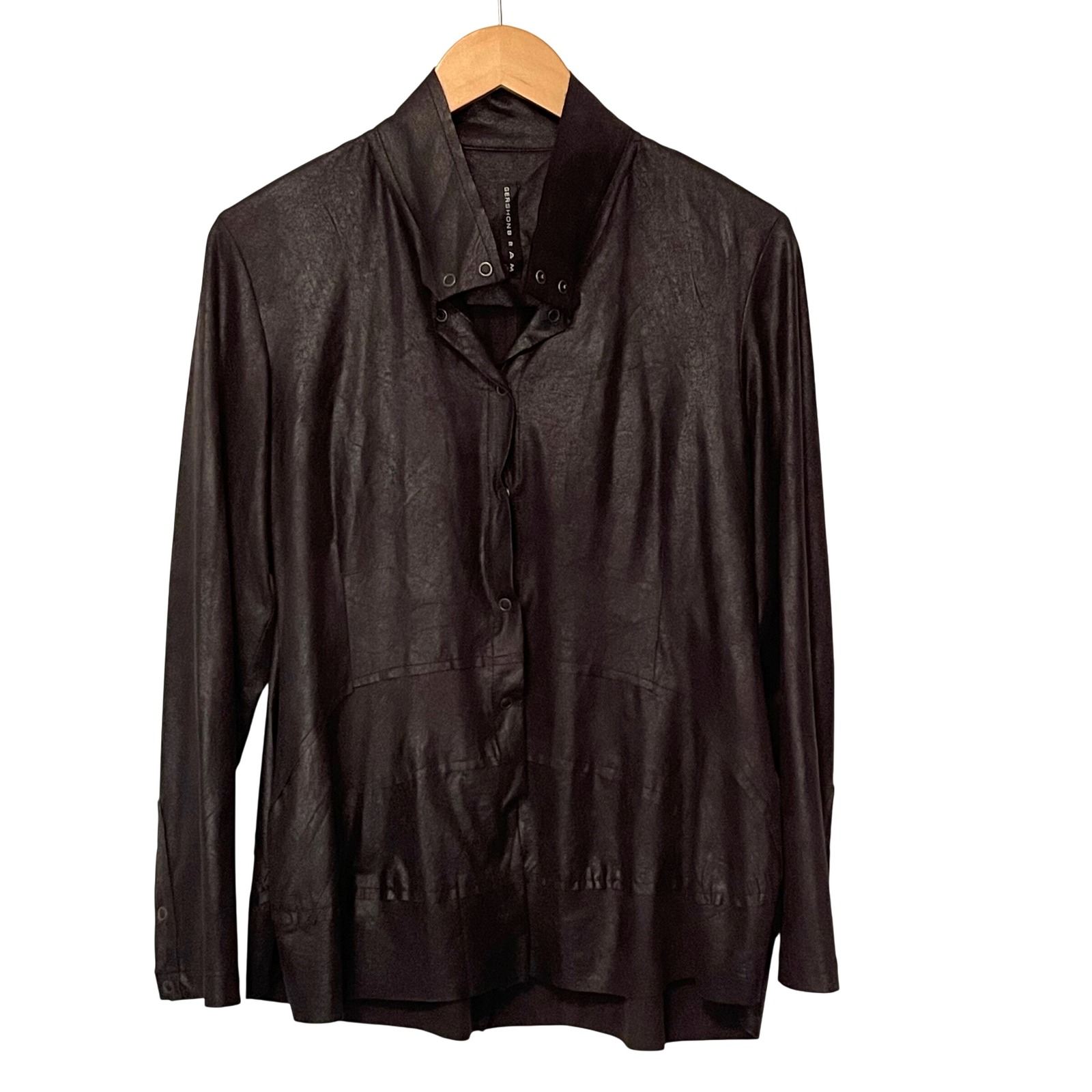 Gershon Bram Women's Button Down Shirt Top Snap Collar Black Size Small